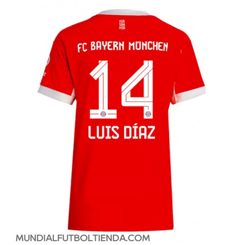 Camiseta Bayern Munich Luis Diaz #14 Primera Equipación Replica 2025-26 para mujer mangas cortas
